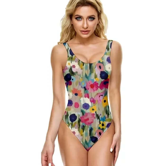 Maillot de bain une pièce Audacieux Dahlia fleurs décontracté ventre contrôle plage costier grand-mère maillots