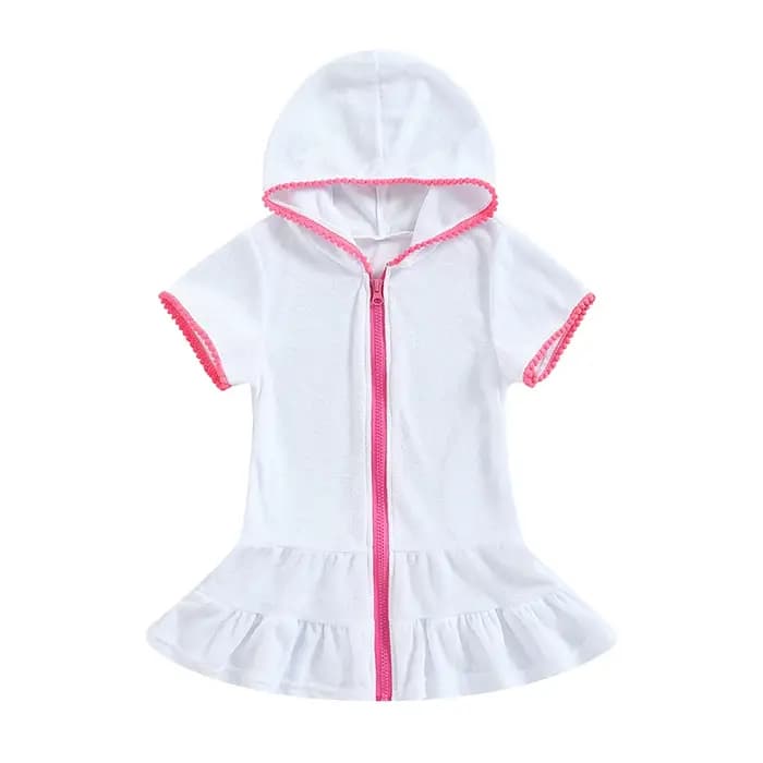 Robe de plage à capuche pour petites filles, Cover-Up pour enfants, maillot de bain, absorbant, en éponge, nouvelle collection