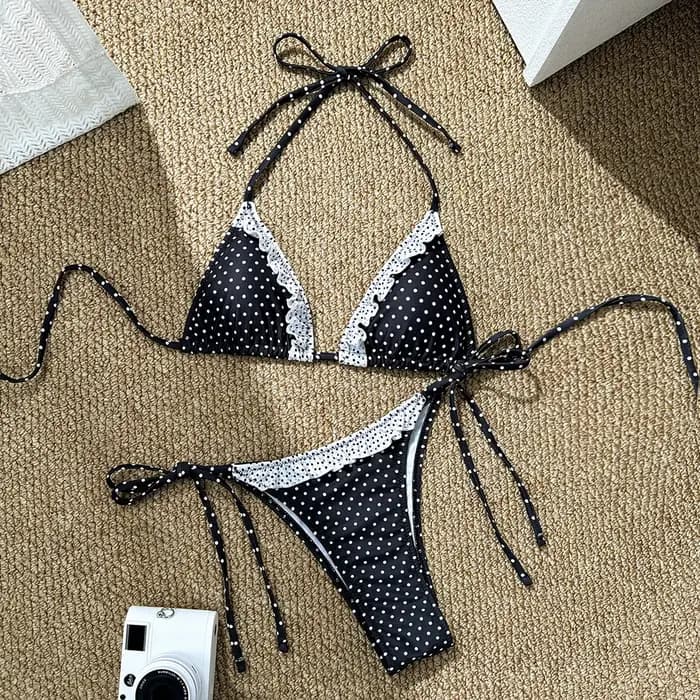 Maillot de bain bikini femme 2026 mignon et sexy avec bretelles à nouer