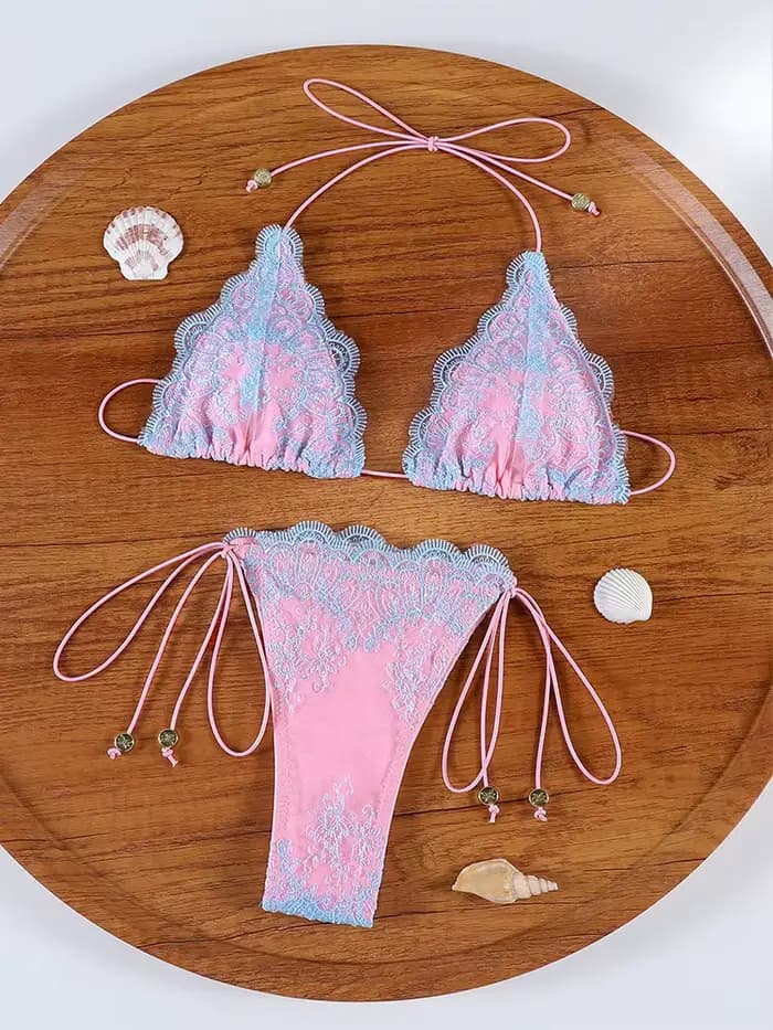 Sexy dentelle creuse Bikinis Patchwork maillot de bain femmes maillots