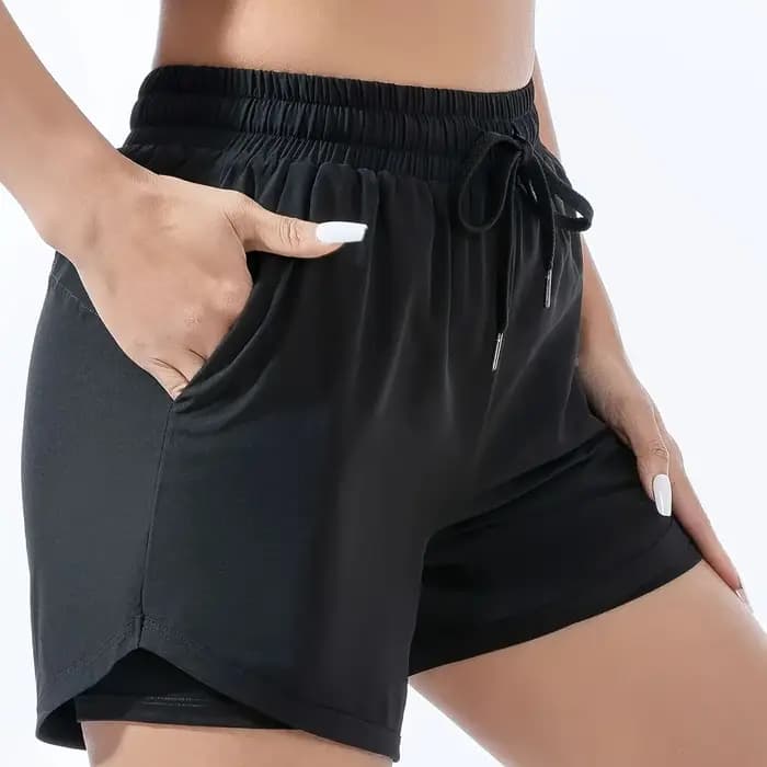 Shorts de sport pour femmes, séchage rapide, taille haute, effet push-up, 2-en-1, pour la course, l'entraînement et le yoga