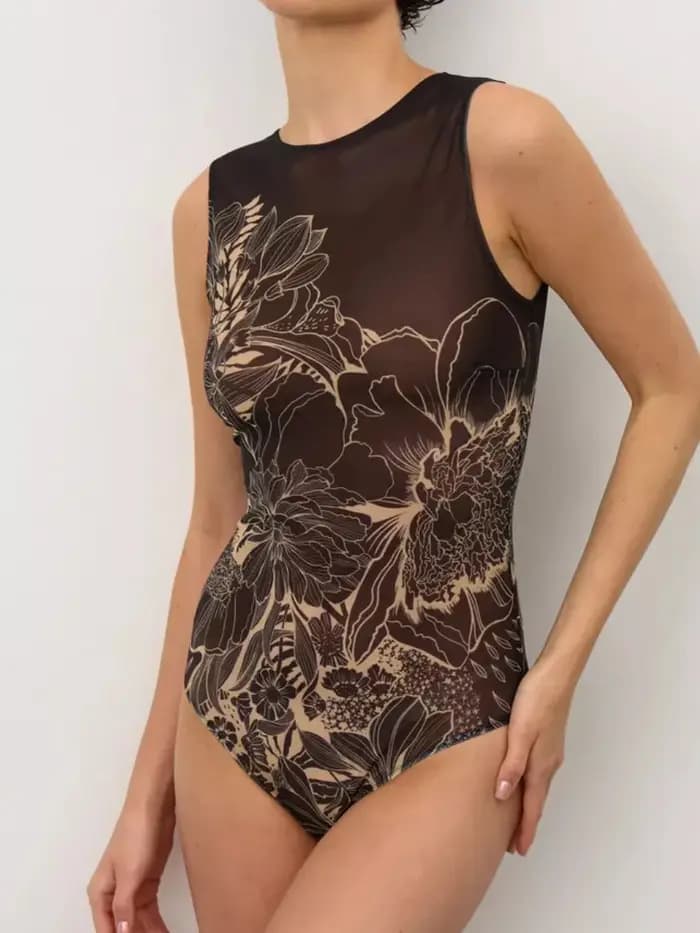 Maillot de bain tatouage sans manches pour femmes