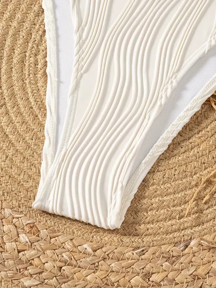 Sexy kaki Patchwork Bikini ensemble 2025 femmes côtelé Push Up string maillot de bain été