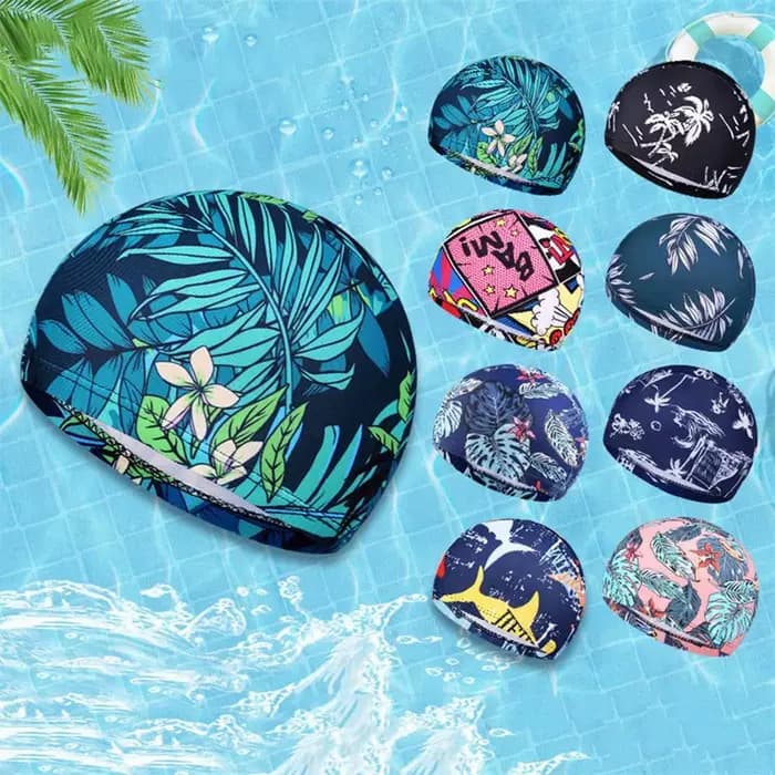 Bonnet de bain respirant à séchage rapide pour hommes et femmes, bonnet de bain, turban de sport, cheveux longs, fleurs