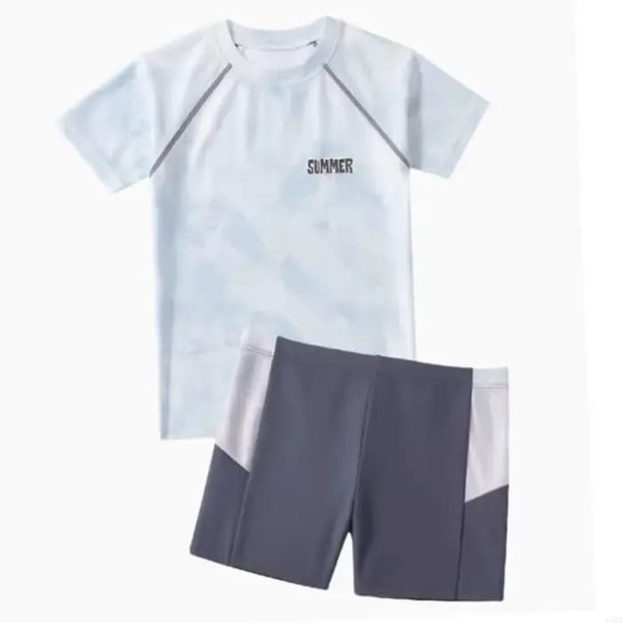 Ensemble shorts bain 2 pièces pour garçons, à séchage rapide, avec conception fendue confortable, po