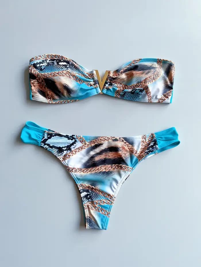 Maillot de bain femme imprimé sexy, ensemble bikini patchwork, tenue de plage d'été, maillot de bain sans bretelles, deux pièces, collection 2026