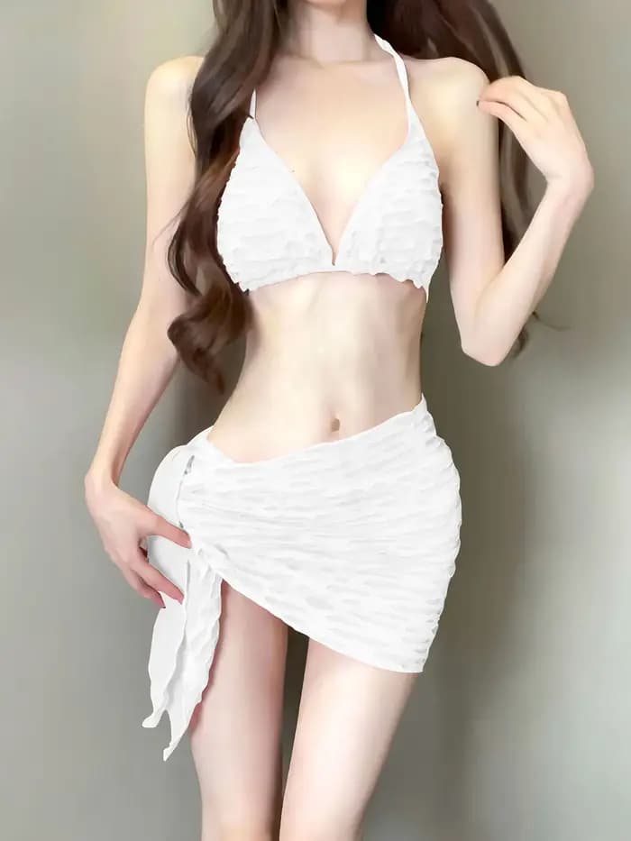 Maillot de bain Bikini, mignon, Style princesse, corps fendu, col suspendu, dos exposé, amincissant, Sexy, trempage, sources chaudes
