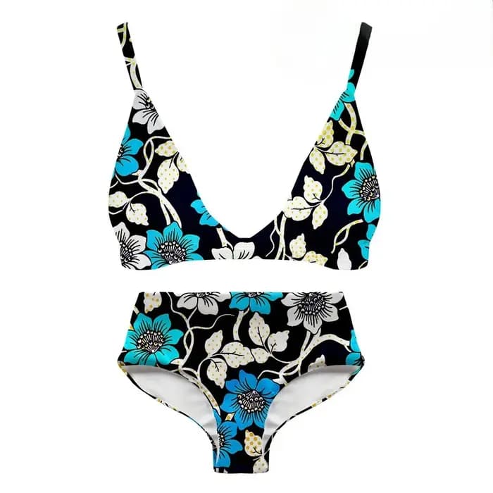 Femmes Sexy Bikini maillot de bain taille haute fleurs imprimé décontracté multicolore dos nu maillots