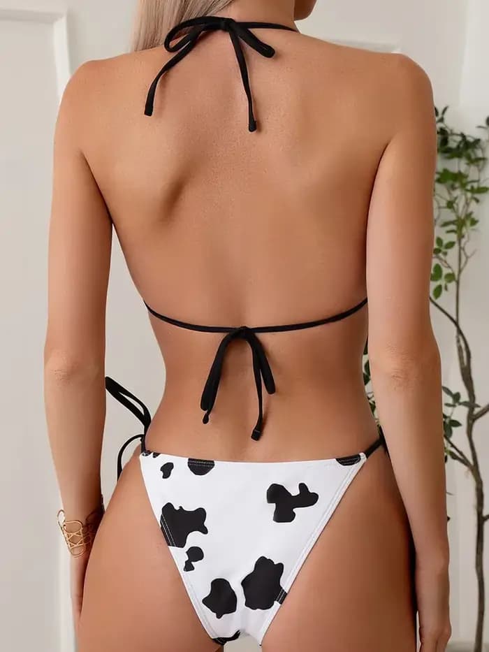 Circyy – ensemble de bikini imprimé vache pour femmes, maillot de bain sexy deux pièces à lacets, dos nu, vêtements de plage à la mode, été