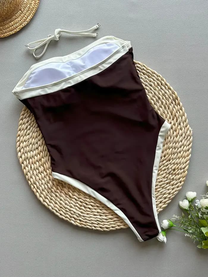 Nouveau Maillot de Bain Bandeau Sexy 2026 pour Femme, Maillot de Bain Une Pièce, Combinaison Patchwork, Monokini, Tenue de Plage