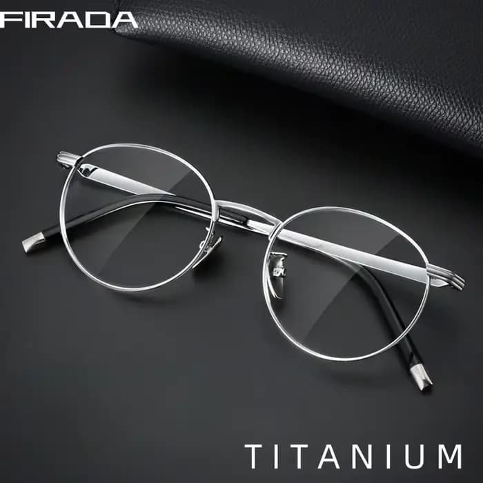FIRADA mode lunettes Vintage luxe pur titane lunettes rondes optique lunettes de Prescription lunett