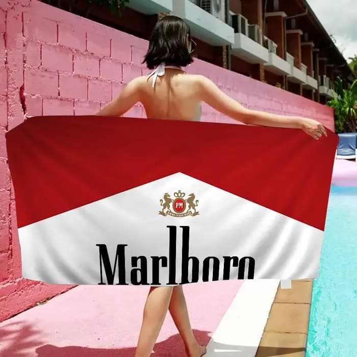 Serviette de plage rétro M-Marlboro, serviettes de bain colorées pour filles, en microfibre, séchage
