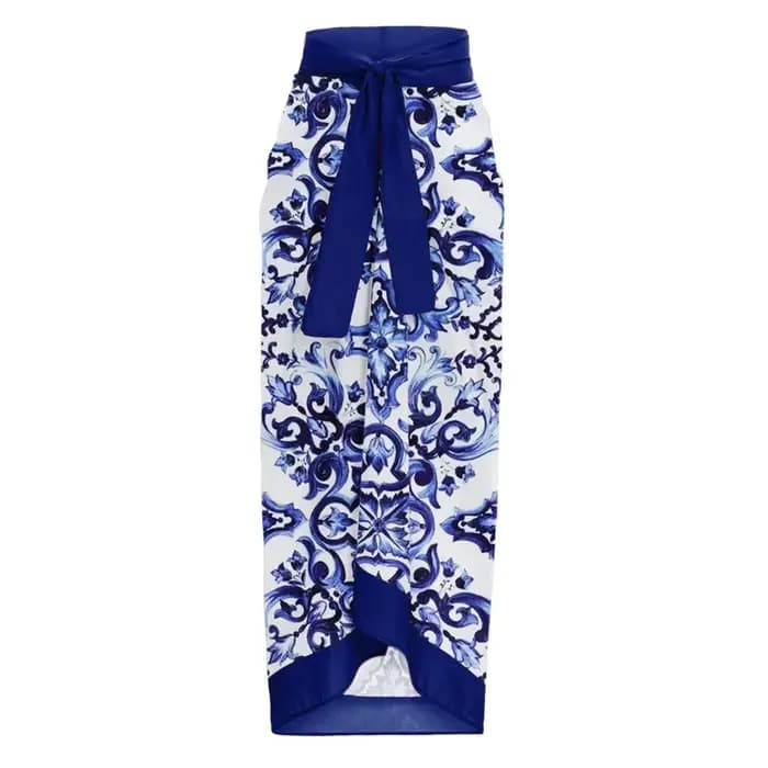 Maillot de bain une pièce imprimé porcelaine bleue et blanche