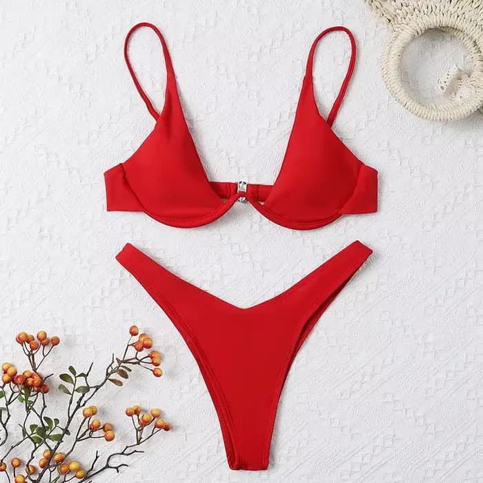 Sexy à armatures Bikini femmes solide Push Up soutien-gorge string maillot de bain 2025 deux pièces