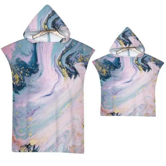 Serviette de plage en marbre de luxe pour adultes et enfants, combinaison à capuche Everak, poncho en microcarence, peignoir à séchage rapide, dorure, natation et surf, adulte et enfant