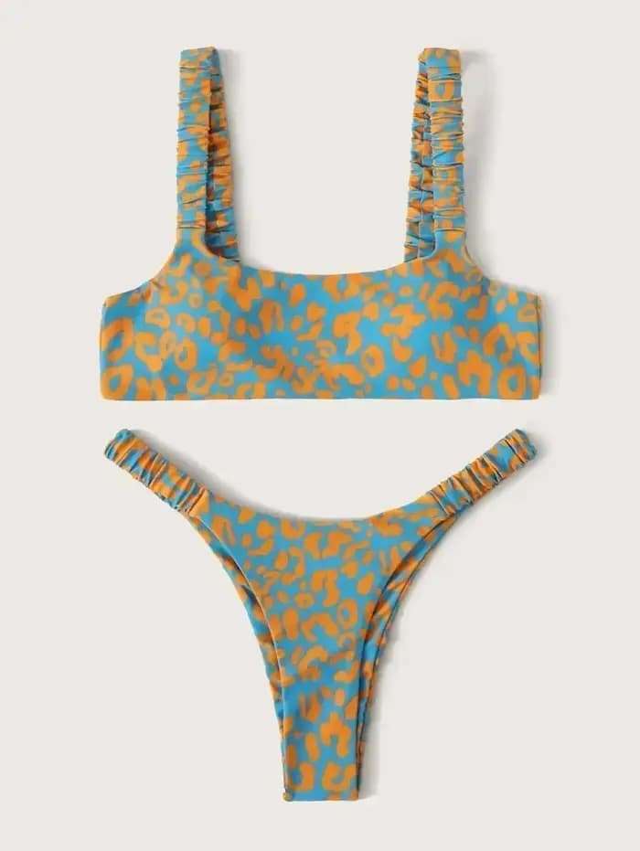 Sexy micro bikini 2024 femmes orange imprimé léopard push up rembourré string maillot de bain femme