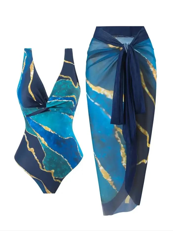 Maillot de bain une pièce pour femme avec col en V