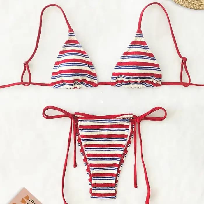 Maillot de bain deux pièces Push-Up Sexy pour femmes, Micro maillots de bain, ensemble Bikini à rayures, tendance, 2025