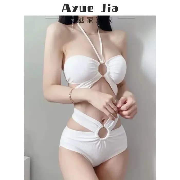 Maillot de bain une pièce femme licou minceur 2025 nouveaux petits seins chauds rassemblés pour tremper dans le printemps chaud pur désir maillot de bain