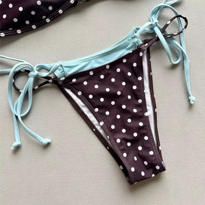 Maillot de bain femme sexy marron imprimé micro string