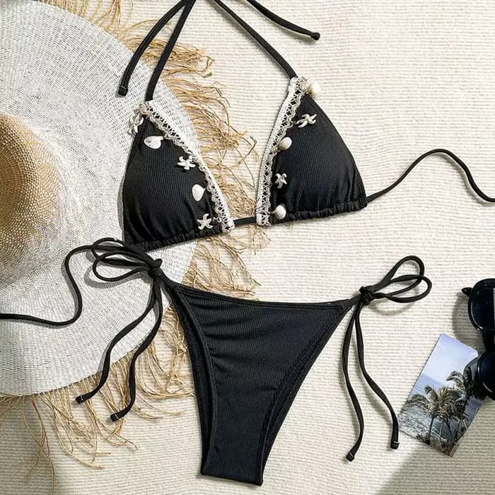 Femmes Sexy Halter Triangle Bikini Top 2025 nouveauté maillots de bain avec coquille et étoile de me