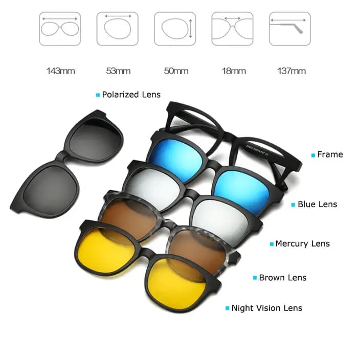 Monture de lunettes de mode hommes femmes avec 5 pièces pince