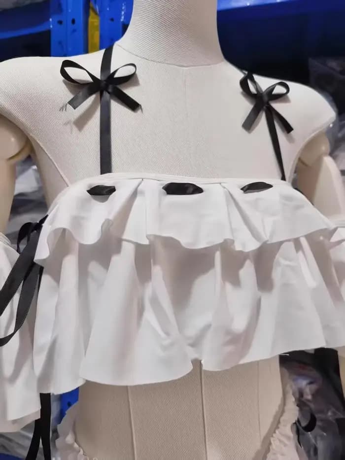 Maillot de bain Blue Archive Ajitani Hifumi, maillot de bain Sukumizu pour fille étudiante Lolita, maillot de bain blanc à volants