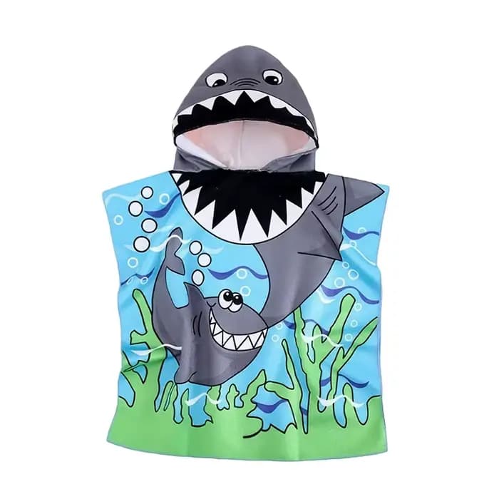Cape de bain à capuche pour enfants avec imprimés sirène, dinosaure et requin – Serviette de plage e
