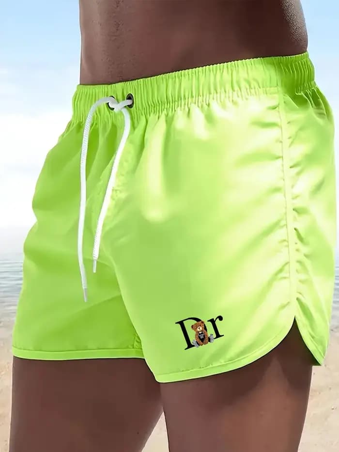 Shorts de plage à la mode pour hommes, imprimé DR Bear, séchage rapide, avec cordon de serrage, pour le surf