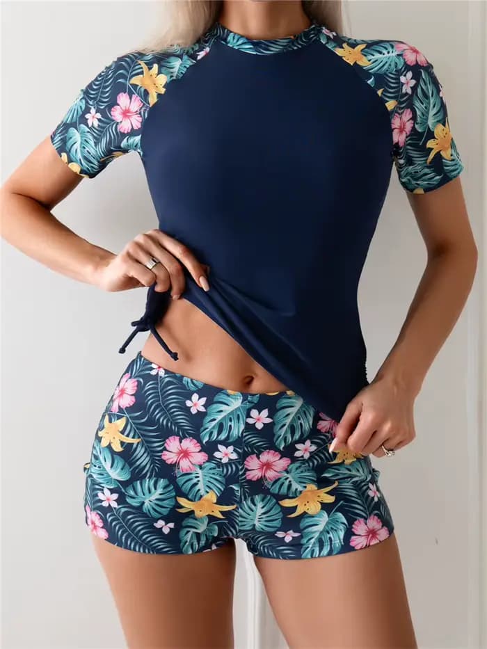 Maillot de bain de surf imprimé 2026 à manches courtes pour femme