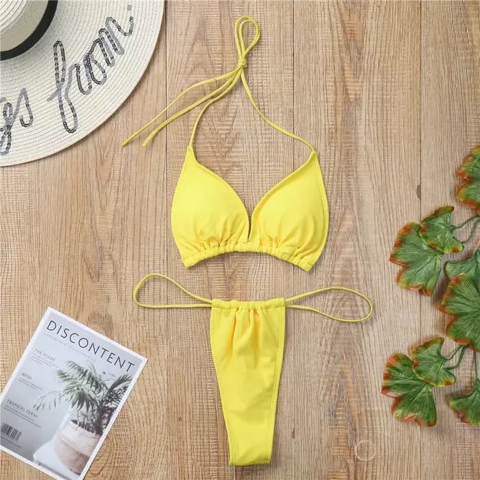 Ensemble de bikini pas cher et abordable, maillot de bain sexy pour femme, idéal pour les fêtes à la piscine, bikini triangle doux avec lacets, maillot de bain de plage