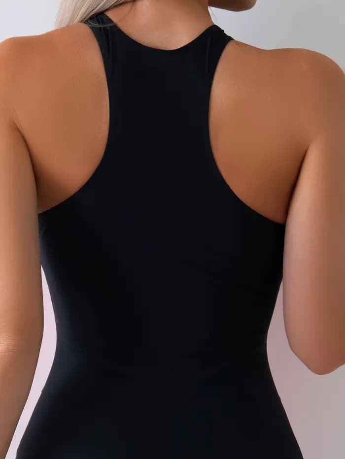 Maillot de bain une pièce pour femmes, color block, col haut, fermeture éclair, maillot de bain athlétique, coupe ajustée, pour l'entraînement de natation