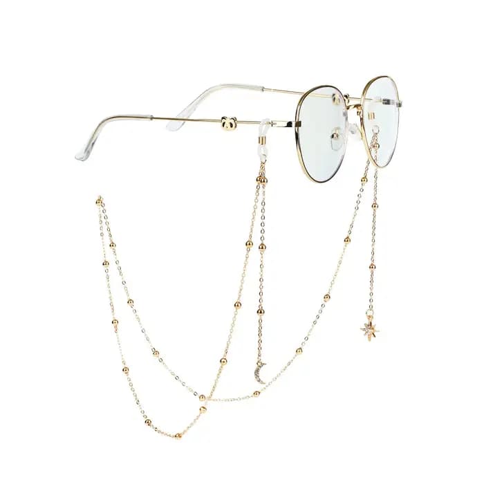 JOHollow Star Lunettes de soleil perlées pour femmes, lunettes de lecture, lanière, porte-lunettes,