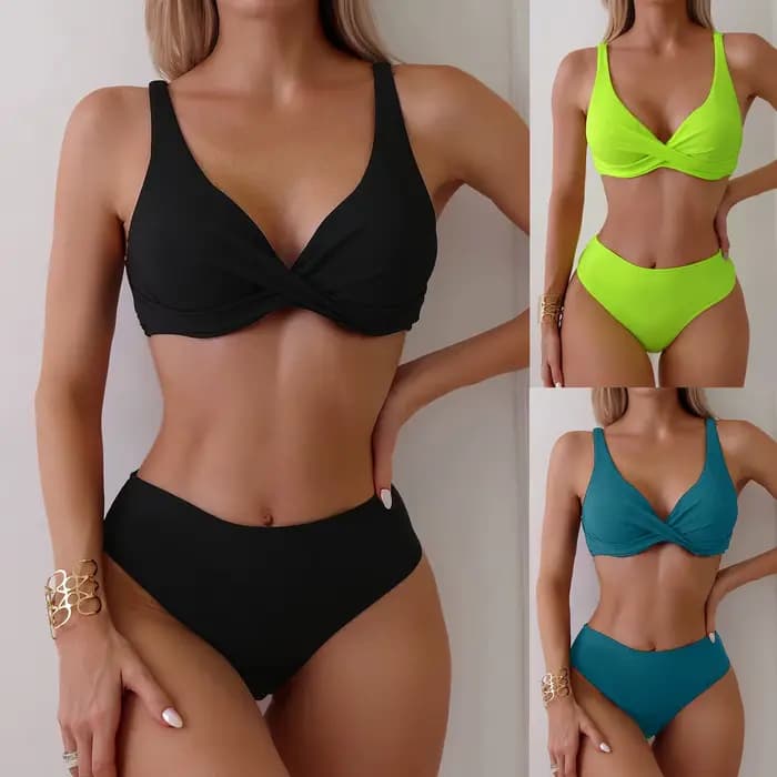 Femmes taille basse Bikini ensemble Sexy Push Up deux pièces rayé maillots de bain