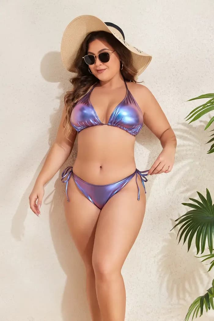 Micro bikini grande taille pour femmes, maillot de bain brillant pour l'été, vêtements de plage, maillot de bain pour femmes