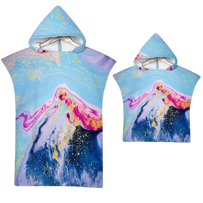 Serviette de plage en marbre de luxe pour adultes et enfants, combinaison à capuche Everak, poncho en microcarence, peignoir à séchage rapide, dorure, natation et surf, adulte et enfant