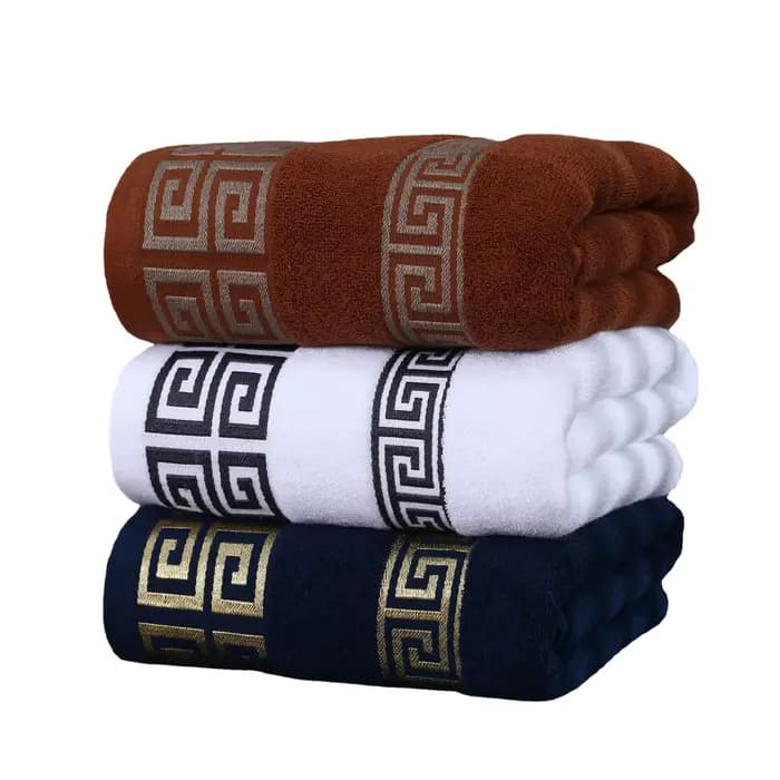 Grande serviette de bain 70x140cm Marron Blanc Bleu Noir Gris Vert
