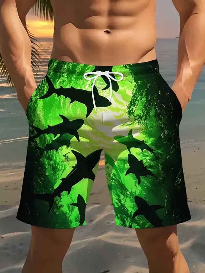 Short de plage pour hommes, imprimé requin 3D, short de bain pour hommes, vêtements de rue d'été, séchage rapide, Harajuku Y2k, livraison directe