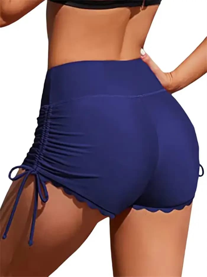 Short de bain taille haute avec ourlet ondulé pour femme, bas de surf, vêtements de plage, été, 2024