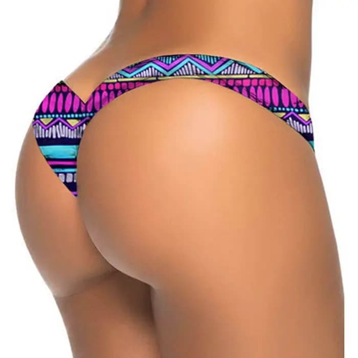 Femmes brésilien imprimé Bikini bas string bain plage maillot