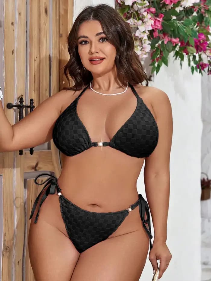 Maillot de bain pour femme, maillot de bain grande taille à lacets pour femme, ensemble bikini sexy string, maillot de bain licou, vêtements de plage, sous-vêtements sexy