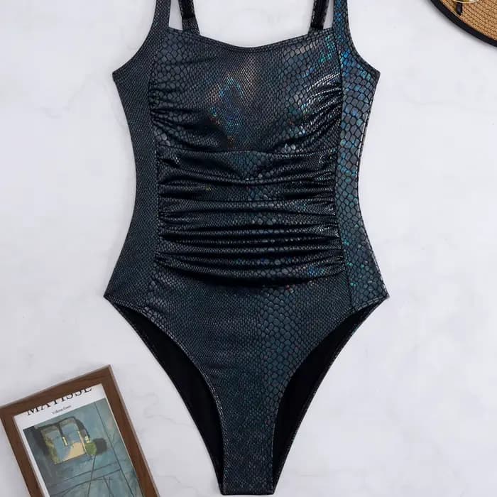 Maillot de bain une pièce sexy pour femme, bikini sportif en relief doré, coupe ajustée, tissu en polyester, natation, sports aquatiques, européen et A...
