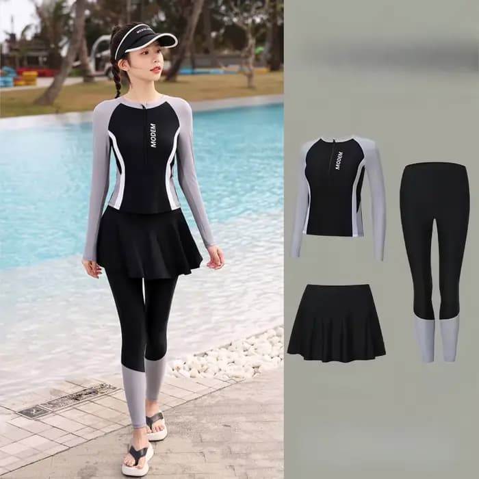 Maillot de bain d'été pour natation, Protection solaire, Style fendu conservateur, pantalon à manche