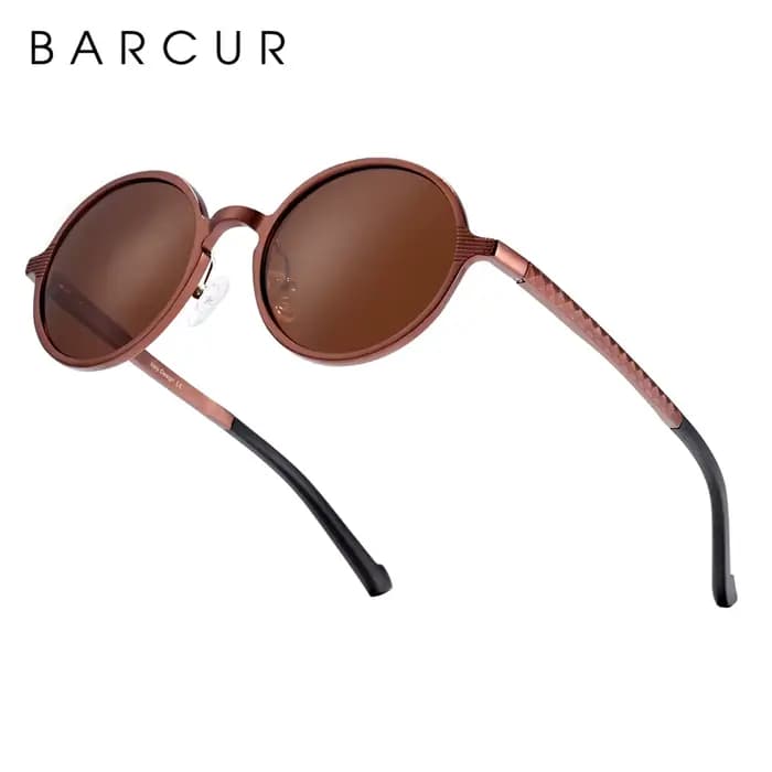 BARCUR-Lunettes de soleil rondes ultra-légères pour hommes et femmes, accessoire rétro vintage, UV40