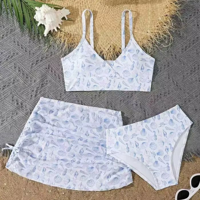 Maillot de bain 3 pièces pour adolescentes, ensemble bikini avec jupe de plage, pour enfants de 8 à 13 ans, maillot de bain pour enfants