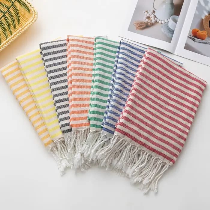 Serviette de plage turque rayée en coton 90*180CM, serviette de bain à franges pour sauna, spa, gym, sport, fitness, cuisine, douce, absorbante, séchage rapide