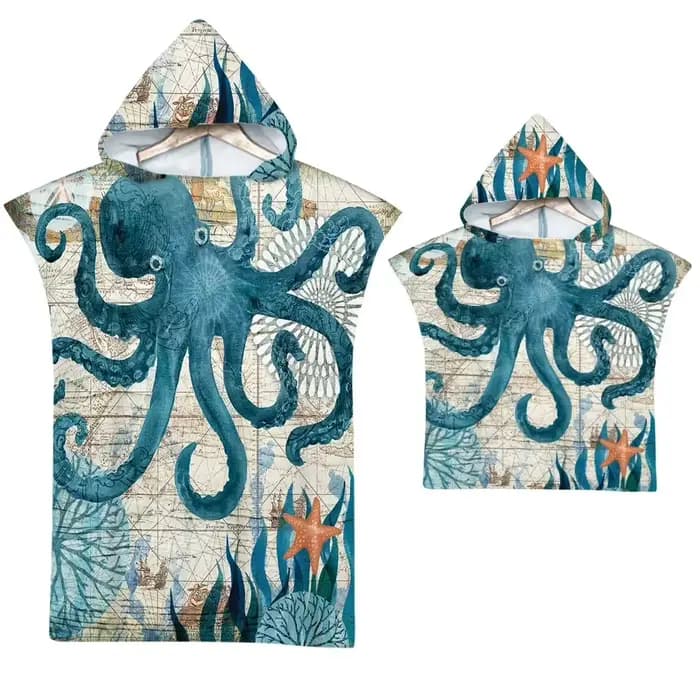 Serviette à capuche en microfibre à séchage rapide avec imprimé 2D de tortue marine