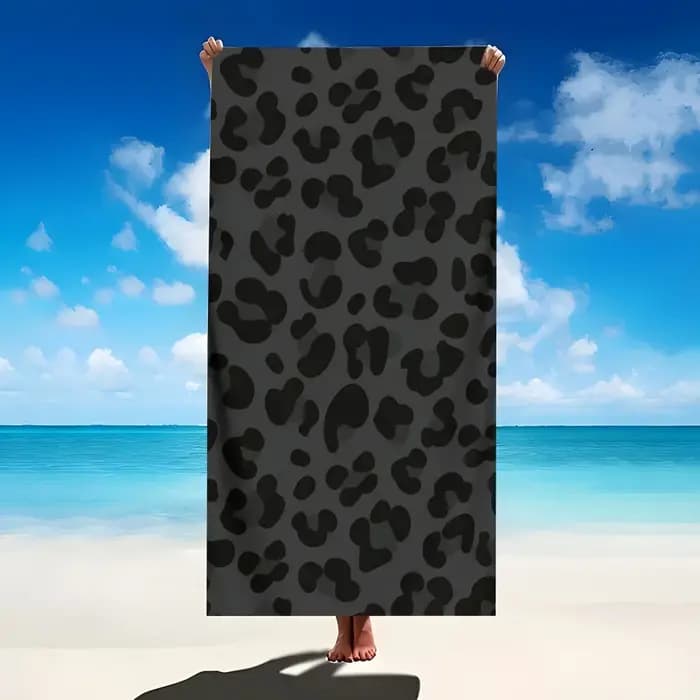 1 serviette de plage léopard noir et blanc, ultra-douce, séchage rapide, style chic, idéale pour la natation, les voyages, les loisirs, la plage, la piscine, l'été et les activités de plein air
