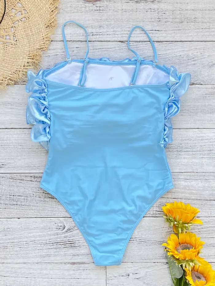 Maillot de bain une pièce sexy noir 2026 avec volants pour femme – Idéal pour l'été
