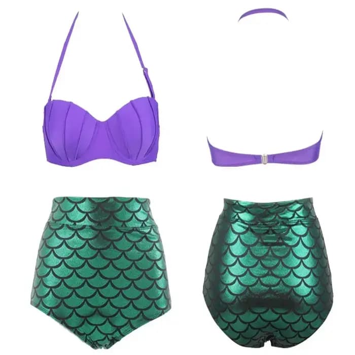 Ensemble de bikini sirène sexy pour femme, maillot de bain taille haute pour adulte, maillot de bain de plage princesse pour fille, Maillot de Bain Femme Mujer